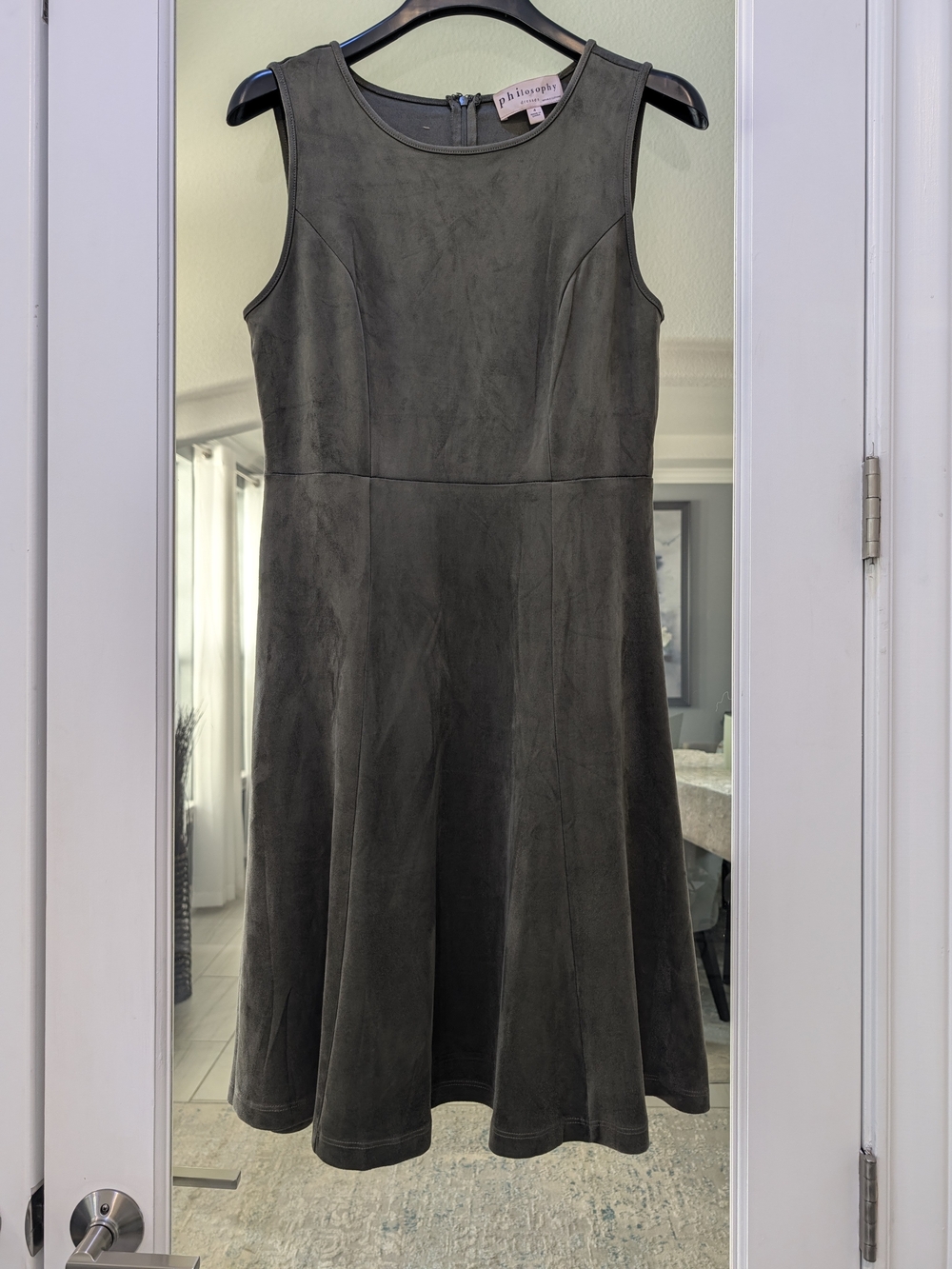 Philosophy Faux Suede Fit & Flare Mini Dress Green Size 4
